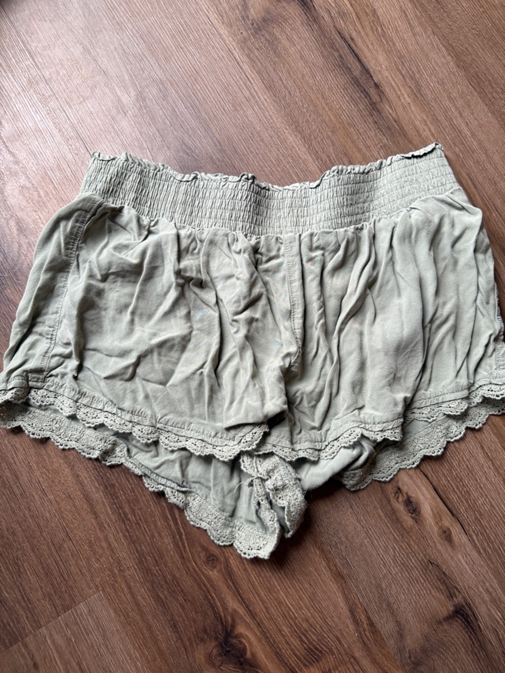 Hollister Olive Green Lace-Trim Lounge Shorts